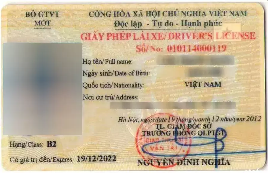 Giấy phép lái xe hạng B2
